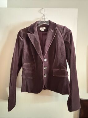 LOFT Women's Velvet Blazer Jacket in Plum